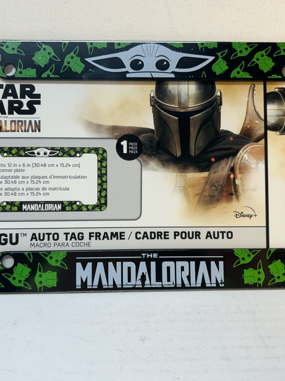 Star Wars Grogu Pattern License Plate Frame - Black & Green